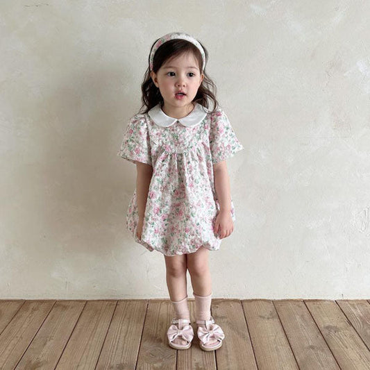 Jacquard Rosé Dress Korean toddler dress in floral made in Korea
