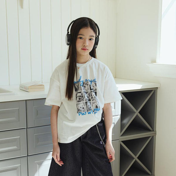 T01 Puppy T-Shirt Korean toddler t-shirt in ivory made in Korea