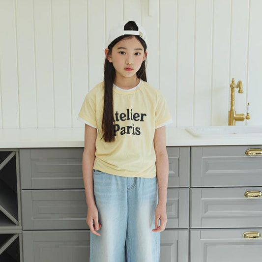 T07 Atelier Color-Block Tee Korean toddler t-shirt in yellow made in Korea