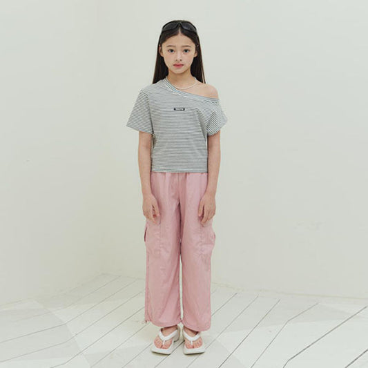 P05 Parachute Pants Korean toddler pants in ivory made in Korea