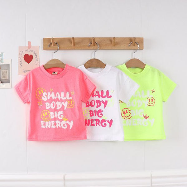 Neon Smile Tee Korean toddler t-shirt in white made in Korea