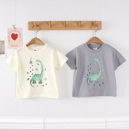 26 Dinosaur Tee Korean toddler t-shirt in cream made in Korea