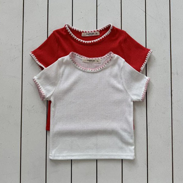 Eyelet Mellow Tee Korean toddler t-shirt in red made in Korea