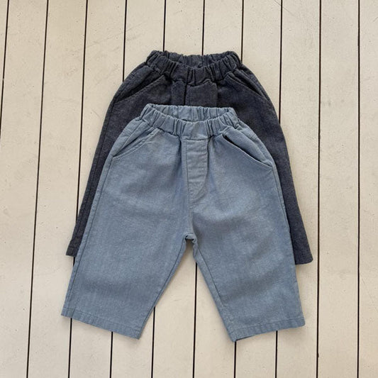 Slub Ankle-Length Denim Korean toddler pants in deep denim made in Korea