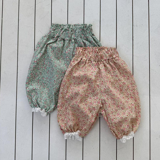 Aladdin Lace Joggers Korean toddler pants in green made in Korea