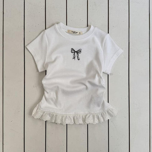 Ribbon Shirred Tee Korean toddler t-shirt in navy made in Korea
