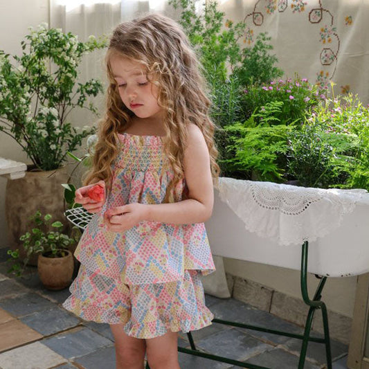 Berry Sleeveless Blouse Korean toddler blouse in yellow made in Korea