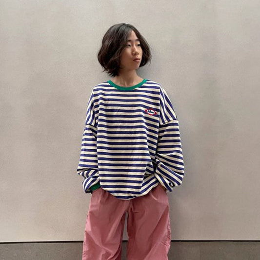 Pang Pang Stripe Sweatshirt Korean juniors sweater in blue made in Korea