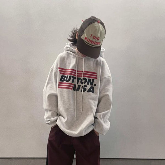 USA Butter Hoodie Korean juniors sweater in off-white melange made in Korea