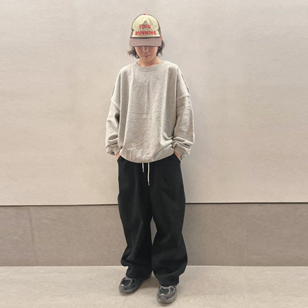 Back Pleat Curved String Pants Korean juniors pants in gray made in Korea