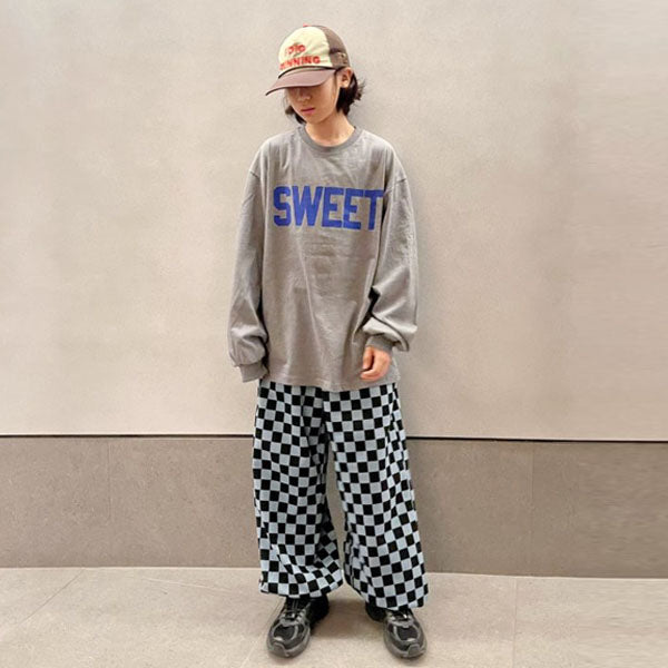 Unique Check Jogger Pants Korean juniors pants in ivory-black made in Korea
