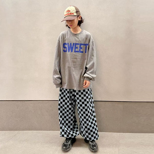 Unique Check Jogger Pants Korean juniors pants in ivory-black made in Korea