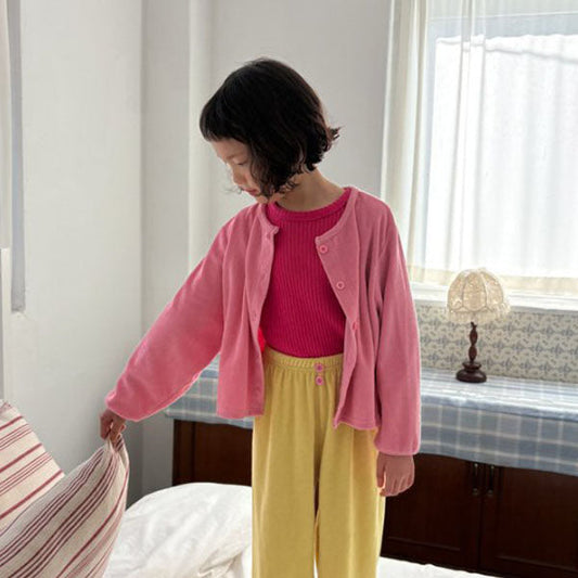 Spring Cardigan Korean toddler sweater in olive made in Korea