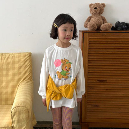 Rabbit Long T-Shirt Korean toddler t-shirt in solid color made in Korea