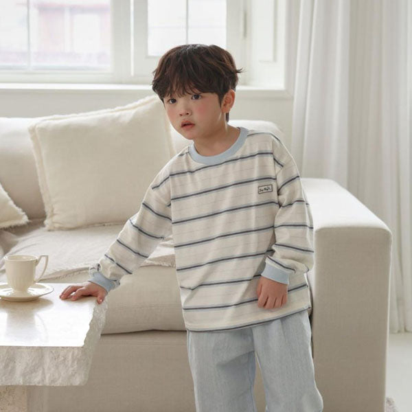 Mountain Topstitched Ribbed Tee Korean toddler t-shirt in sky blue made in Korea