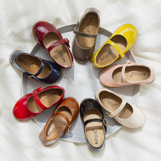 Y136 Emily Flats Korean infant shoes in black made in Korea