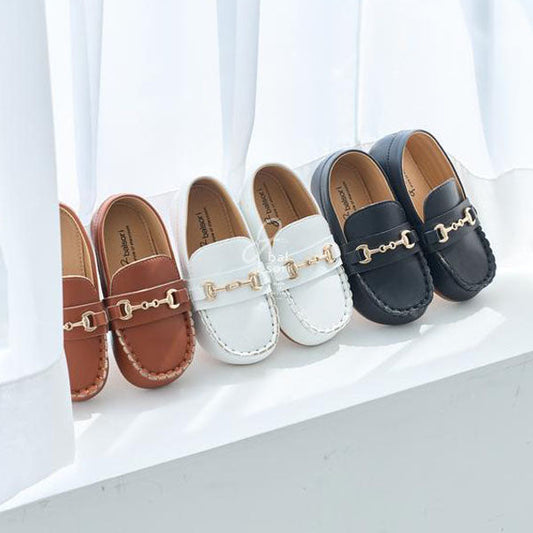 A138 Bold Loafers Korean infant shoes in white made in Korea