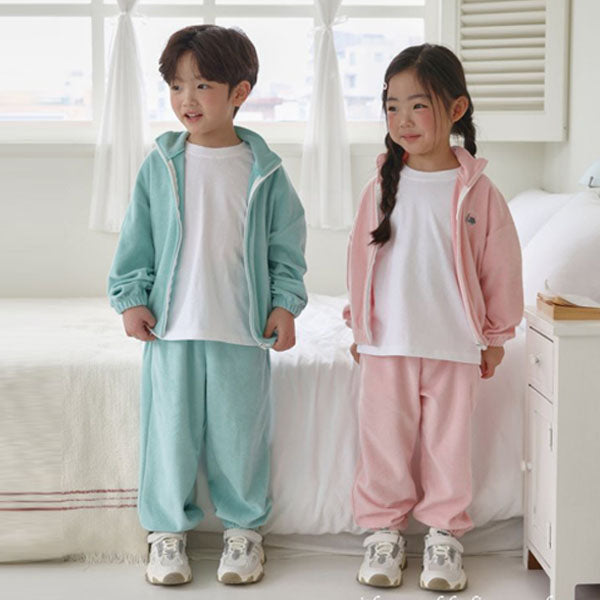 Air Terry Zip-Up Set Korean toddler set in pink made in Korea