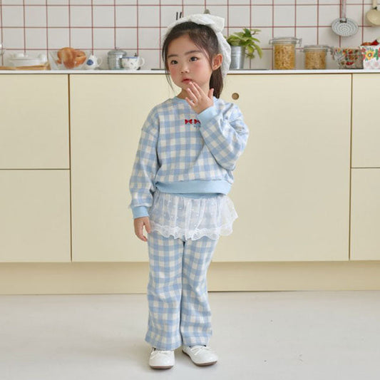 Ribbon Lace Set Korean toddler set in blue made in Korea