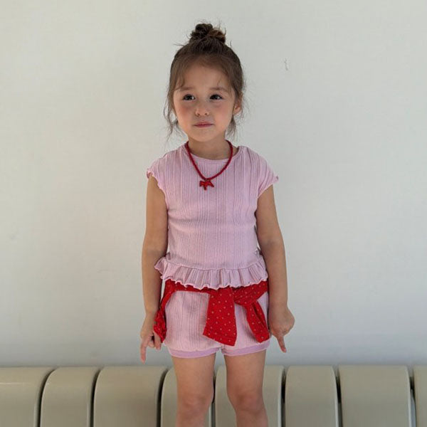 Back Muse Ruffle Tee Korean toddler t-shirt in pink made in Korea