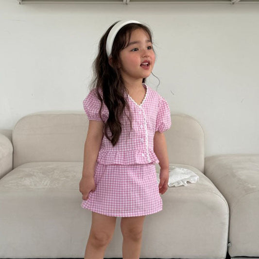 Veil Lace Blouse Korean toddler blouse in pink made in Korea