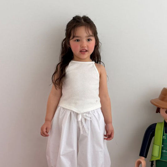 Clean V-Cut Tank Top Korean toddler tank top in ivory made in Korea