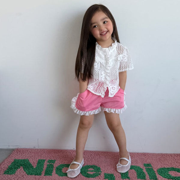 Mesh Ruffle Shorts Korean toddler shorts in black made in Korea