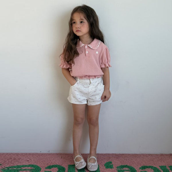 Elly Ribbon Shorts Korean toddler shorts in ivory made in Korea