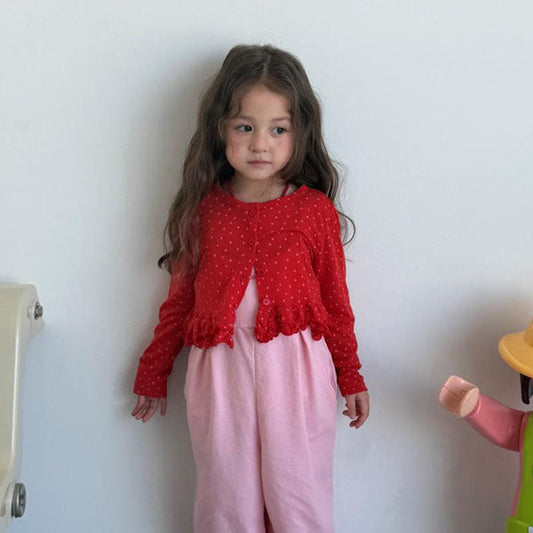 Days Ruffle Cardigan Korean toddler sweater in ivory made in Korea