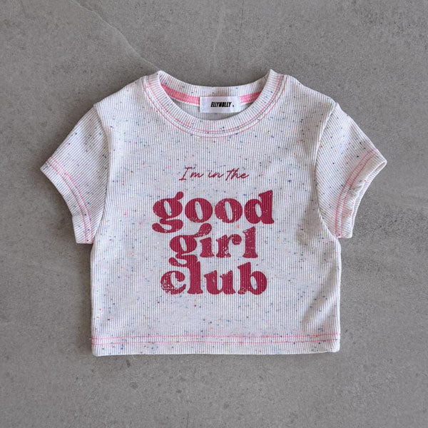 Rainbow Cropped Tee Korean toddler t-shirt in light pink made in Korea
