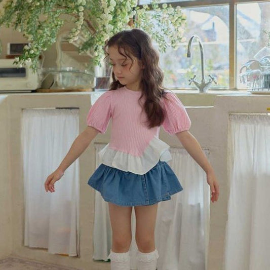 Melikey Diagonal Frill Puff T-Shirt (JS~JM)