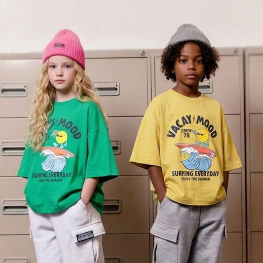 Mood Surfing Tee Korean toddler t-shirt in green made in Korea