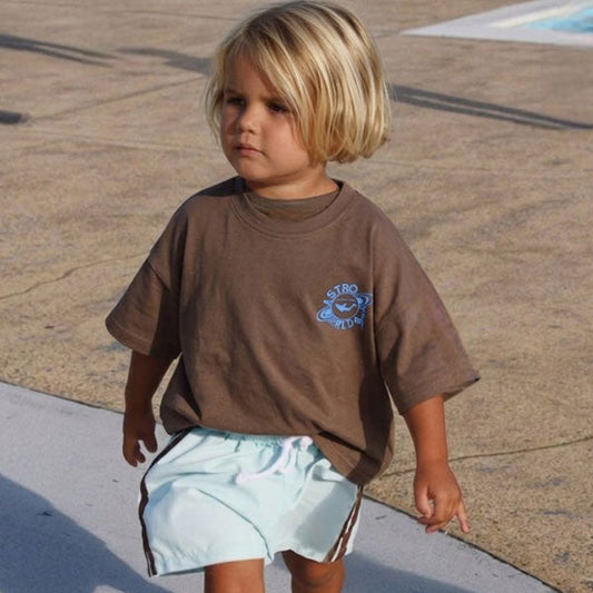 Astro Tee Korean toddler t-shirt in brown made in Korea