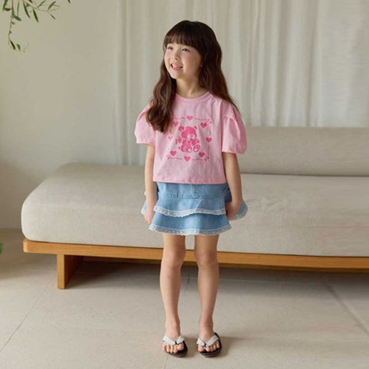 Melikey Denim Lace Tiered Skirt (JS~JM)