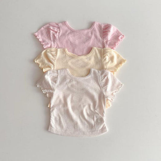 X-Shape Ruffle Tee Korean infant t-shirt in yellow made in Korea
