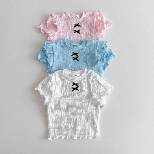 Double Ruffle Tee Korean infant t-shirt in sky blue made in Korea