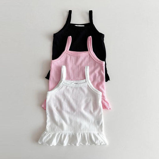 Cooling Ruffle Tank Top Korean infant tank top in black made in Korea