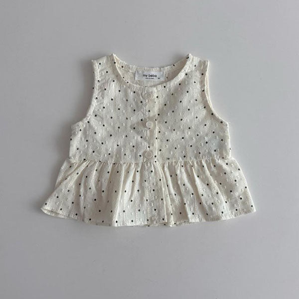 Snowflake Sleeveless Blouse Korean infant blouse in dot made in Korea