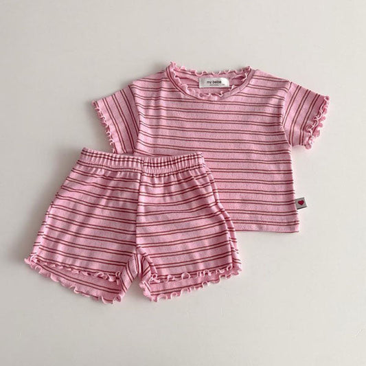 Eyelet Top & Bottom Set Korean infant set in ivory made in Korea
