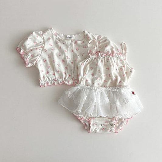 Cardigan Bodysuit Set Korean infant set in dot made in Korea