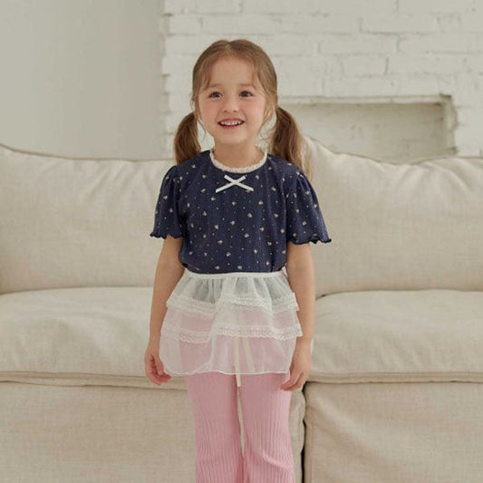 May Flower Tee Korean toddler t-shirt in ivory made in Korea