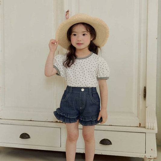 Mini Heart Puff Tee Korean toddler t-shirt in red made in Korea