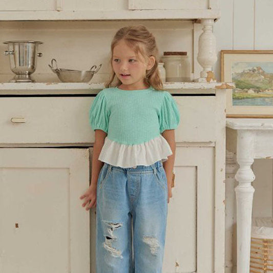 Maple Color-Block Tee Korean toddler t-shirt in pink made in Korea