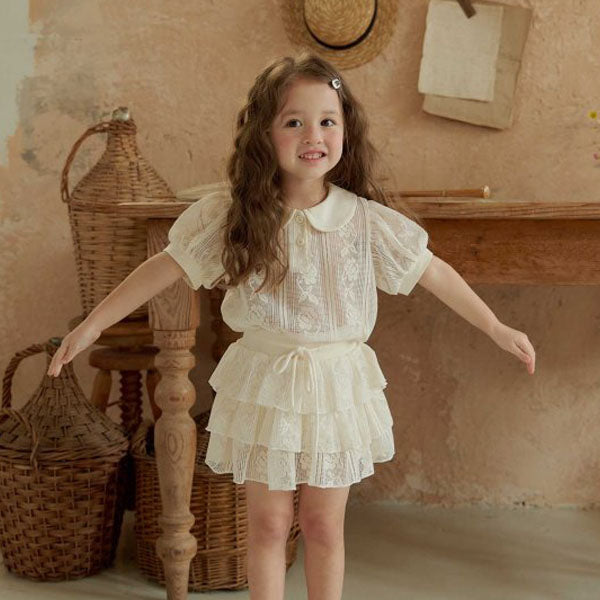 Summer Collar Tee Korean toddler t-shirt in cream made in Korea