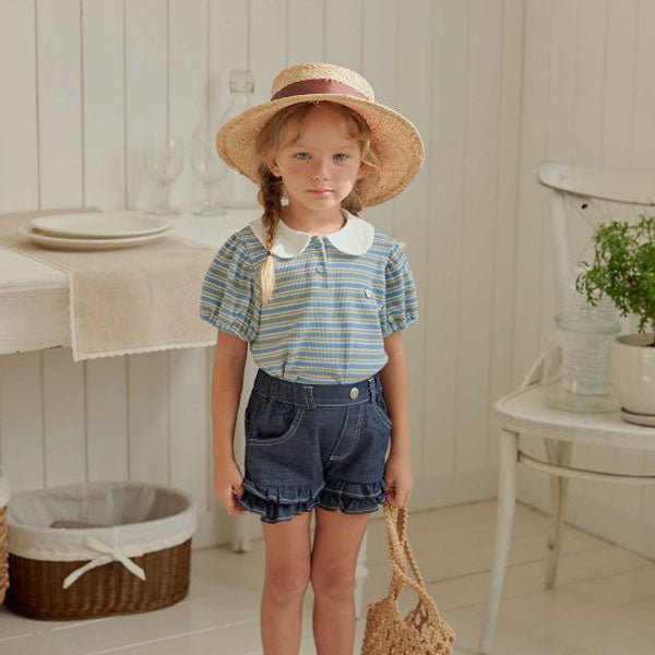 Soul Stripe Collar Tee Korean toddler t-shirt in red made in Korea
