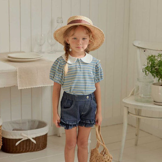 Soul Stripe Collar Tee Korean toddler t-shirt in red made in Korea