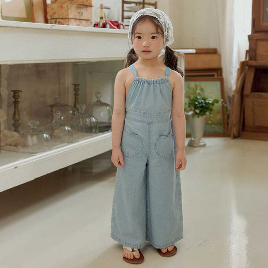 Pocket Overall Suit Korean toddler overall in light denim made in Korea
