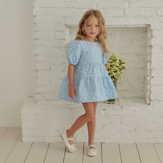 Shine Back Ribbon Dress Korean toddler dress in white made in Korea