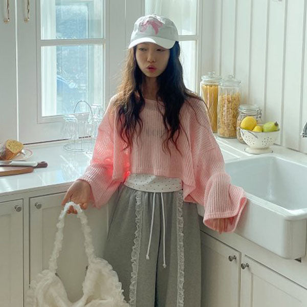 Knit Loose Tee Korean juniors t-shirt in pink made in Korea