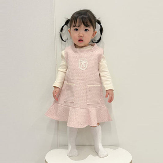 Spring Tweed Dress Korean toddler dress in pink made in Korea